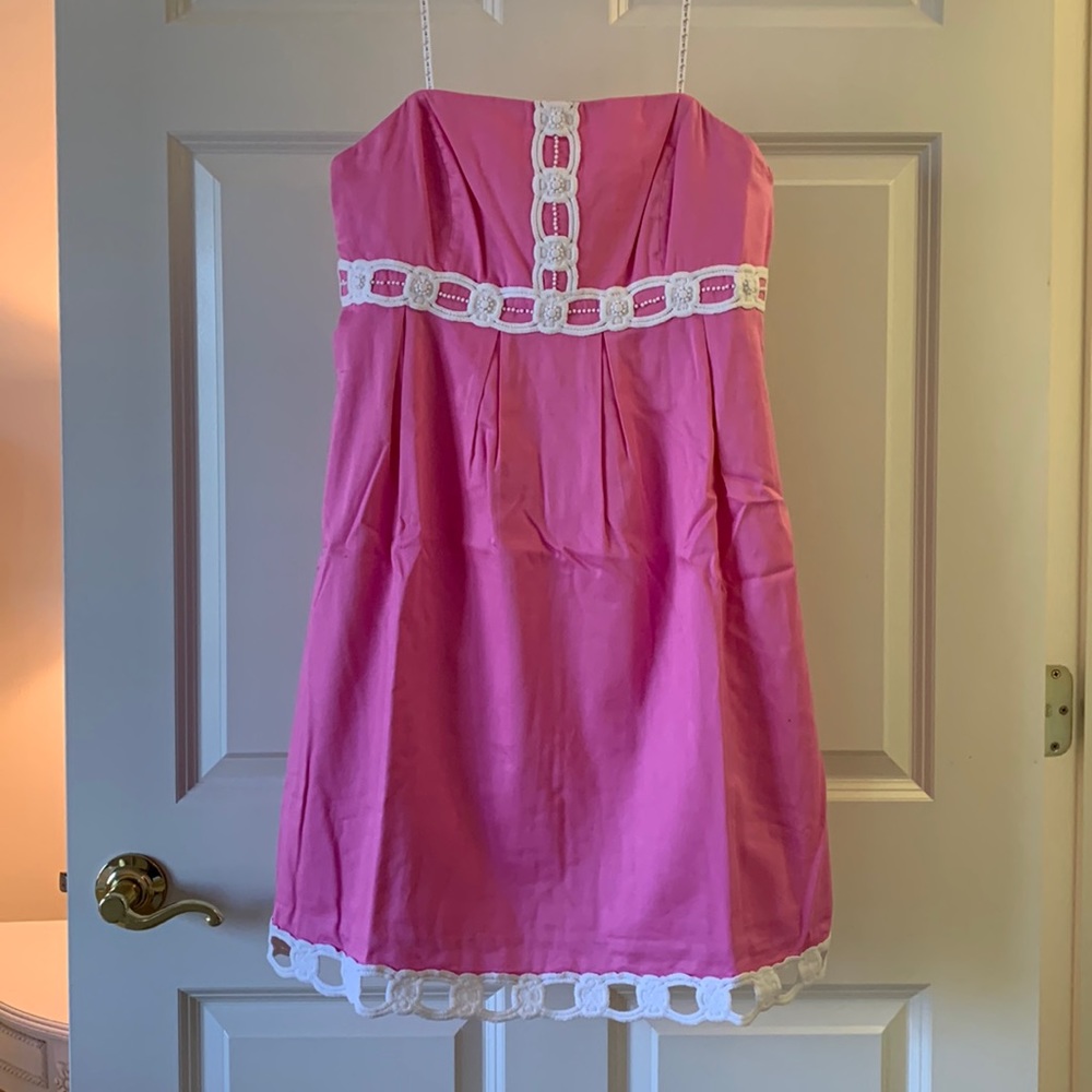 Lilly Pulitzer Strapless Empire Waist with Beaded Lattice Detail